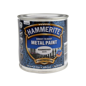 Hammerite Metal Paint Hammered Finish White 250ml