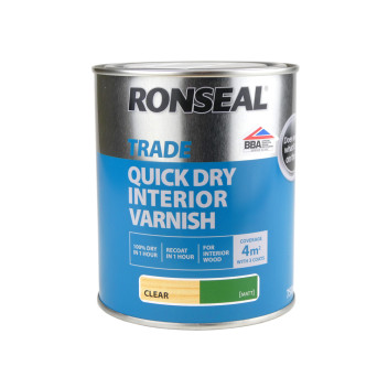 Ronseal Trade Quick Dry Interior Matt Varnish Clear 750ml