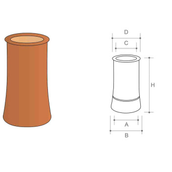 Chimney Pot Roll Top Pot Red No.1 600mm