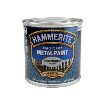 Hammerite Metal Paint Hammered Finish Silver 250ml