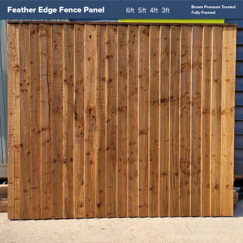 Feather Edge Fence Panel Brown Framed 6ft x 3ft