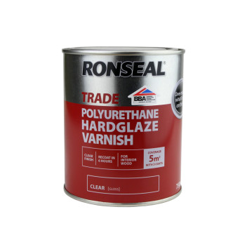 Ronseal Trade Polyurethane Hardglaze Varnish Gloss Clear 750ml