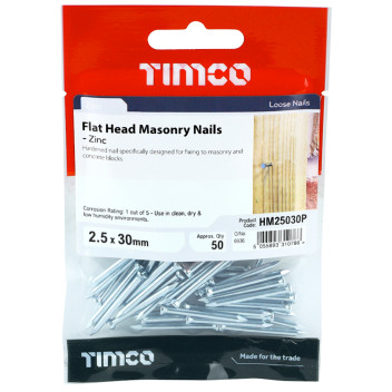 Masonry Nails 2.5 x 30mm (Pk 50) HM25030P
